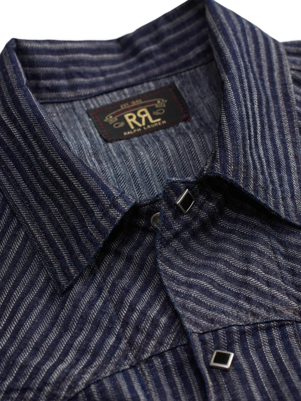 Ralph Lauren RRL Gestreept yoke jack met westernstijl Blauw