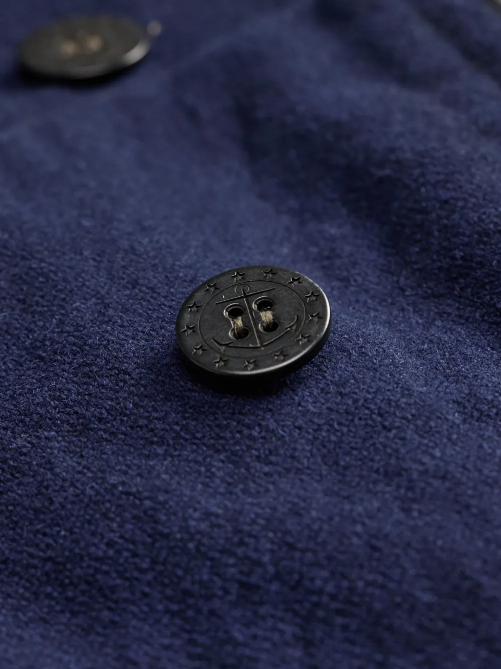 Ralph Lauren RRL Jas met dubbele rij knopen en leren afwerking Blauw