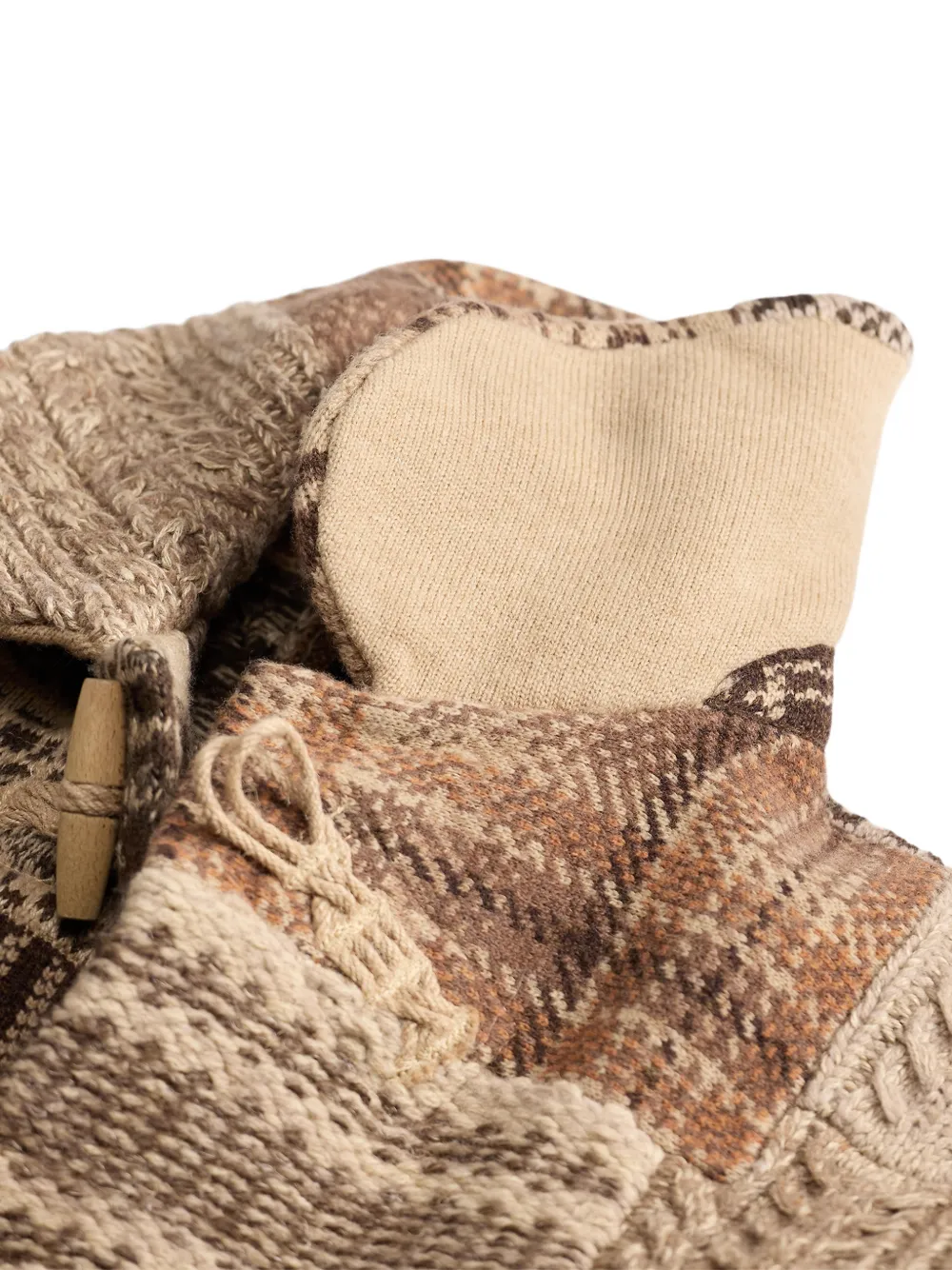 Ralph Lauren RRL Vest met toggle sluiting en patchwork Beige