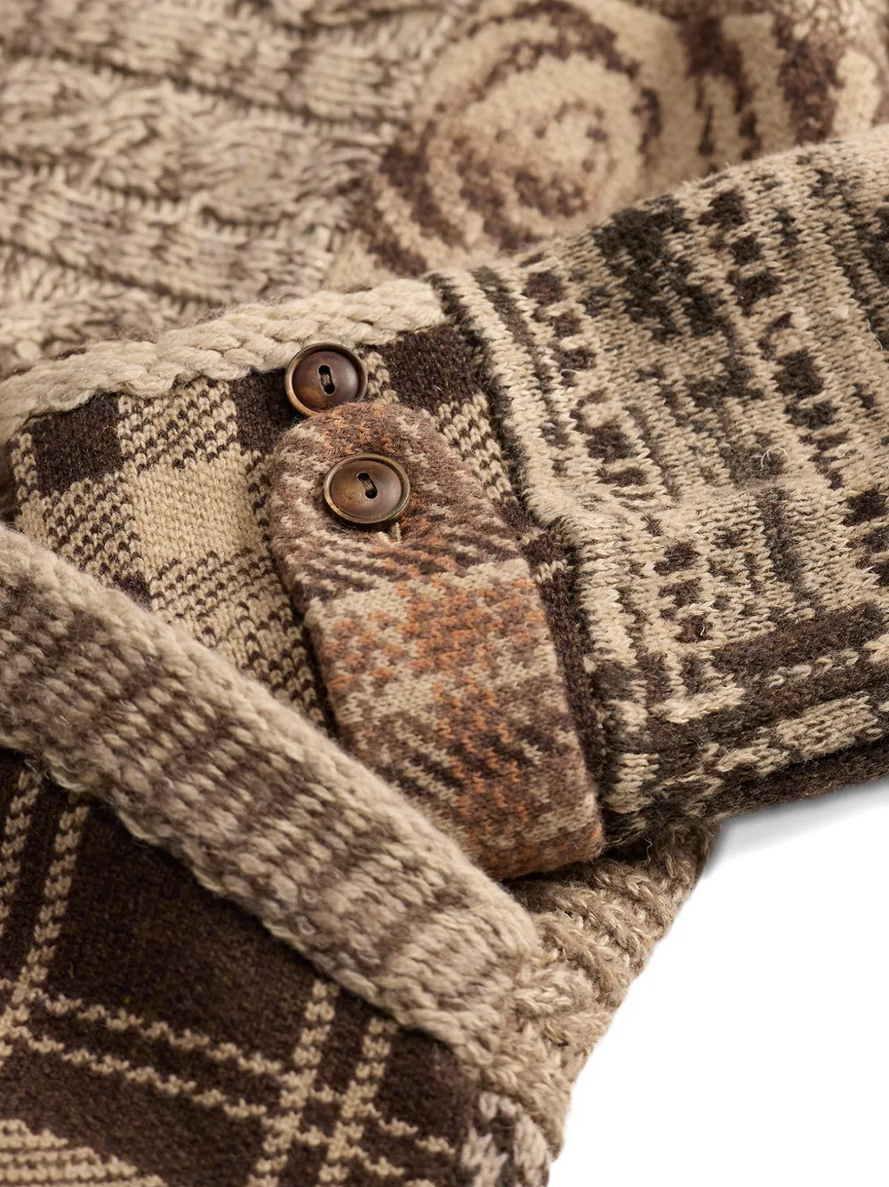 Ralph Lauren RRL Vest met toggle sluiting en patchwork Beige
