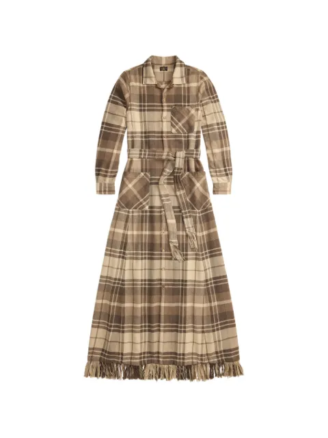 Ralph Lauren RRL maxi plaid-check fringed-trim dress