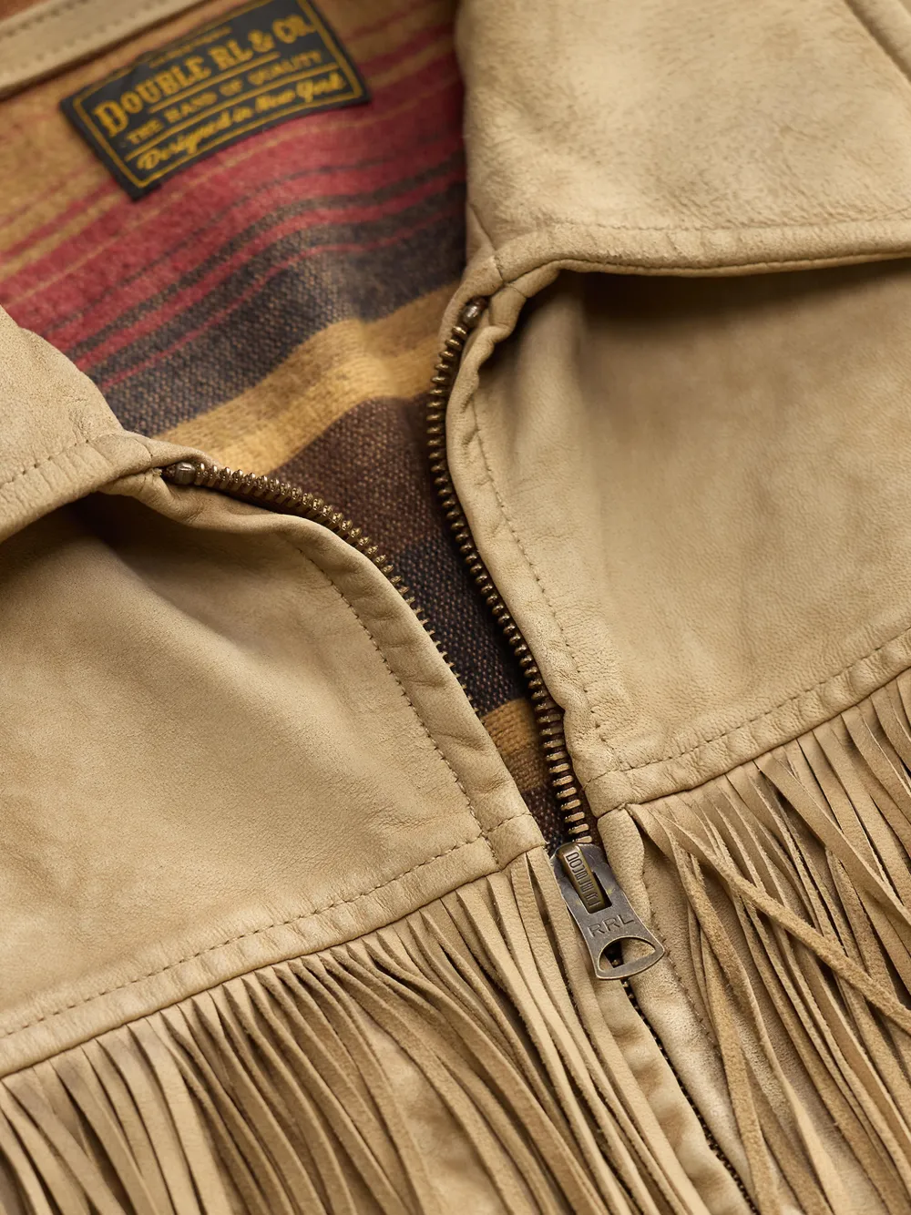 Ralph Lauren RRL Geitensuède jack met franje Beige