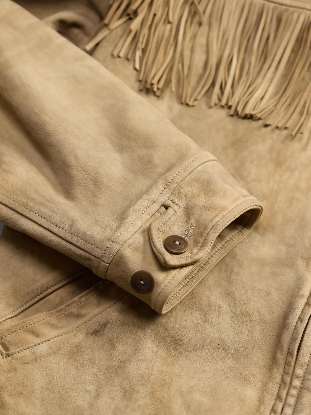 Ralph Lauren RRL Geitensuède jack met franje Beige