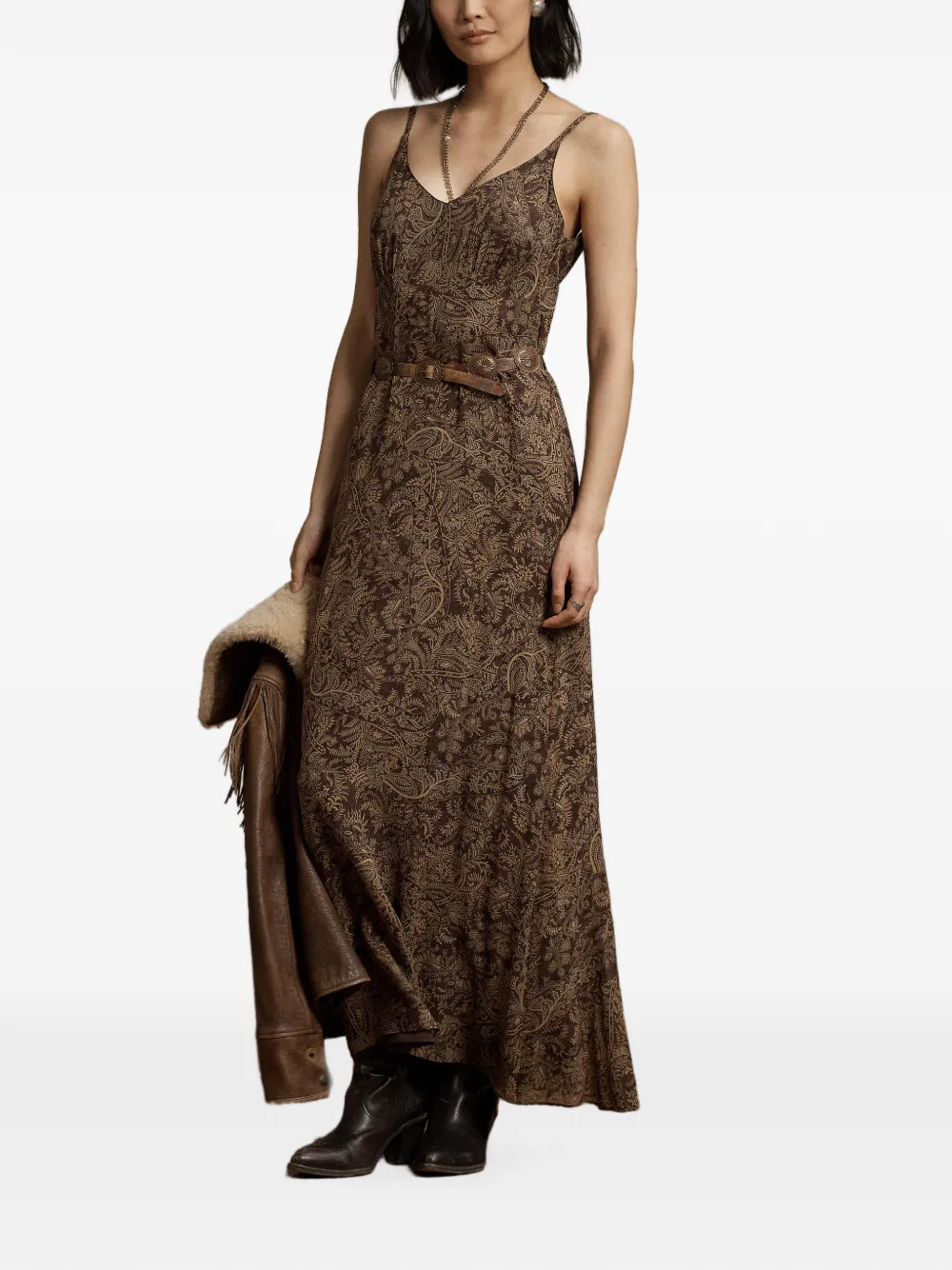 Ralph Lauren RRL Maxi-jurk met paisley-print Bruin