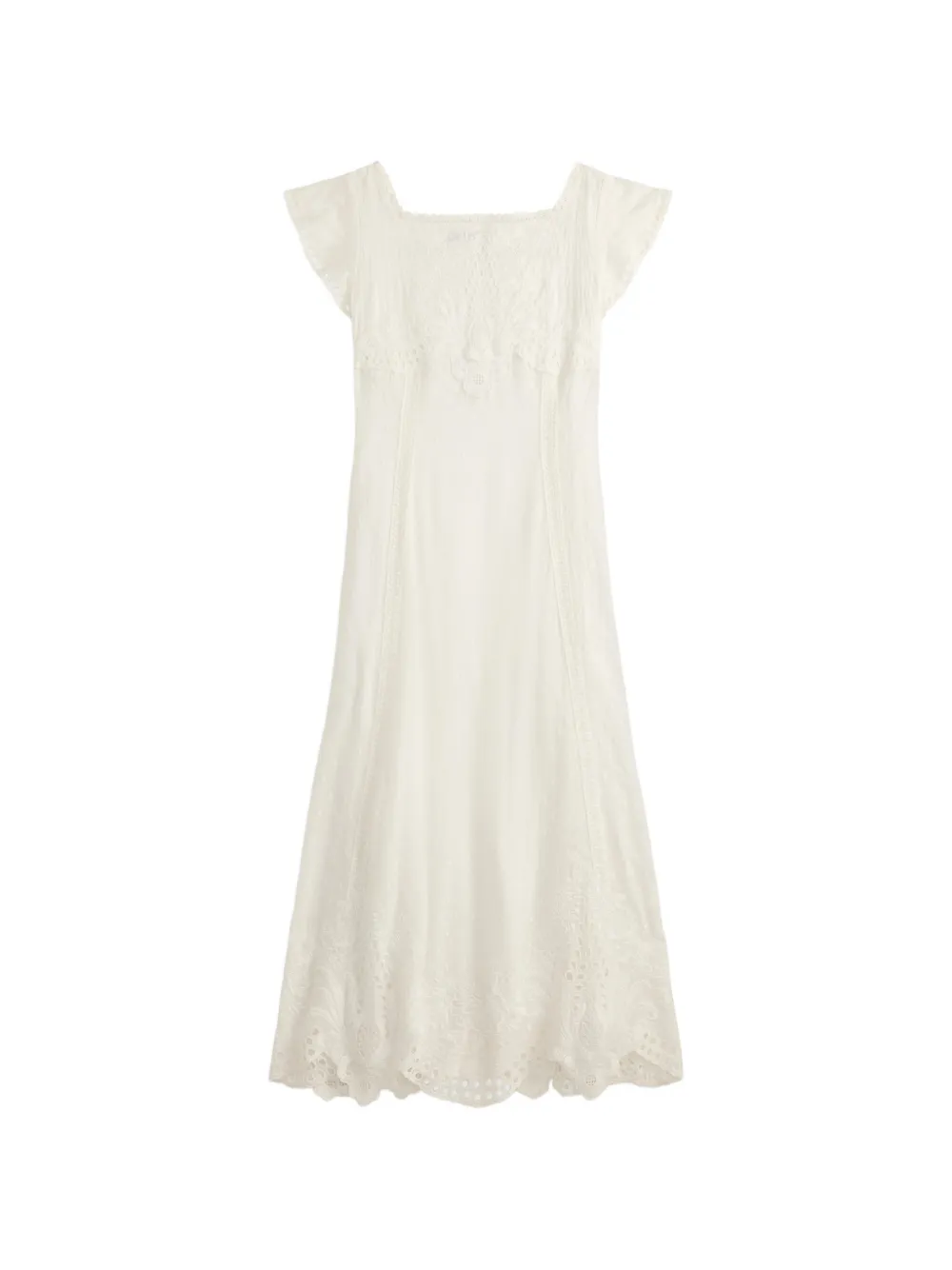 Ralph Lauren RRL Broderie anglaise midi-jurk Beige