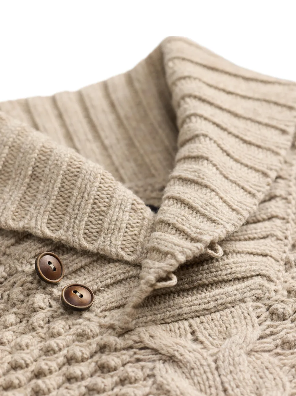 Ralph Lauren RRL Kabelgebreide trui met sjaalkraag Beige
