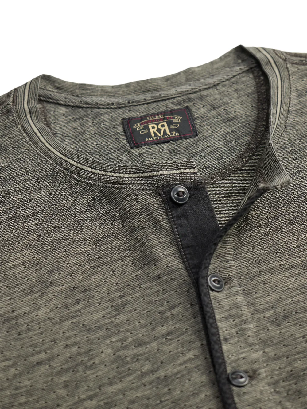 Ralph Lauren RRL Henley T-shirt met knopenbies en lange mouwen Zwart