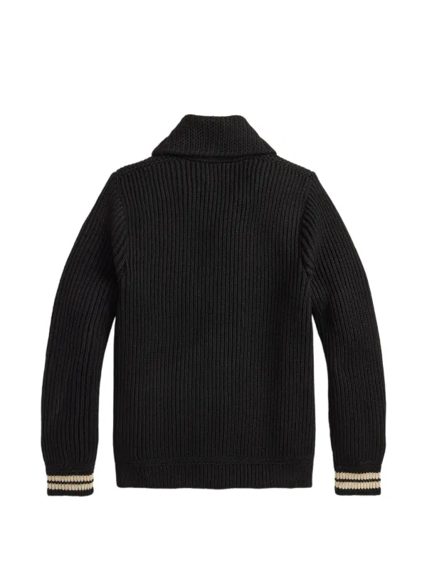 トップス RRL AUTOCYCLE PATCHED LOGO CARDIGAN Ralph Lauren RRL skull-patch shawl-collar Cardigan | Black | FARFETCH