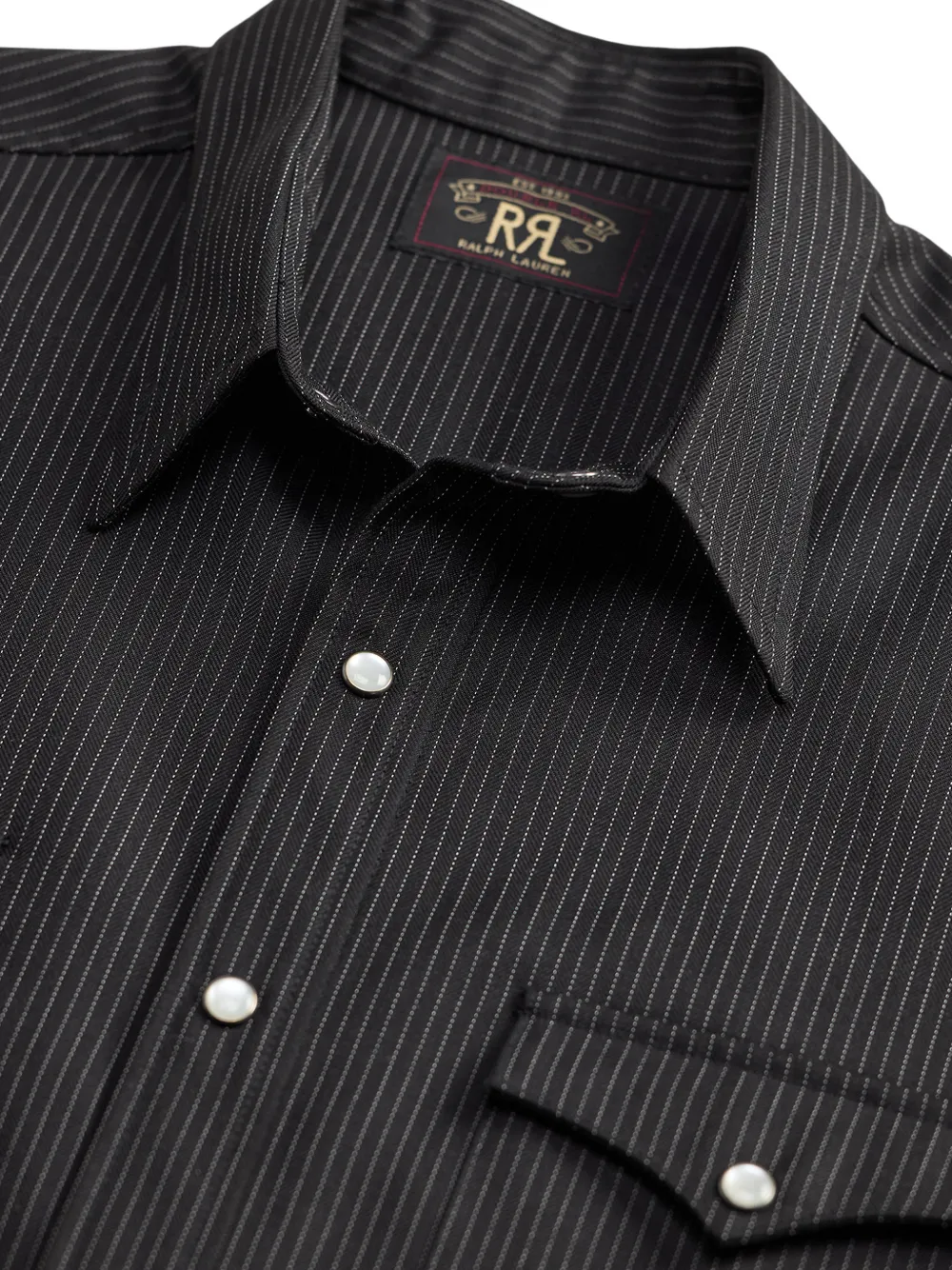 Ralph Lauren RRL Overhemd met krijtstreep en knopen Zwart