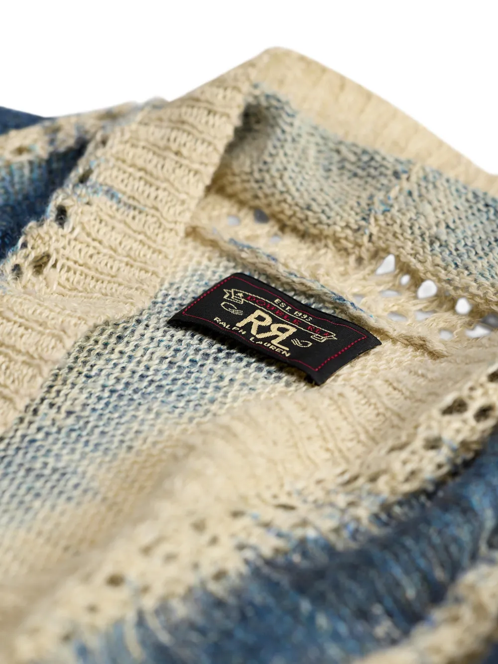 Ralph Lauren RRL Pointelle gebreid vest met space-dye print Beige