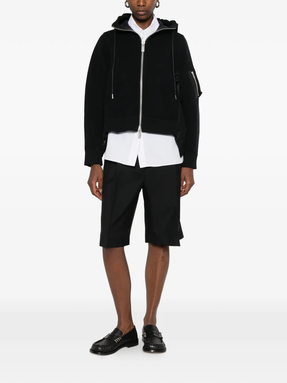 sacai Jack met capuchon en rits Zwart
