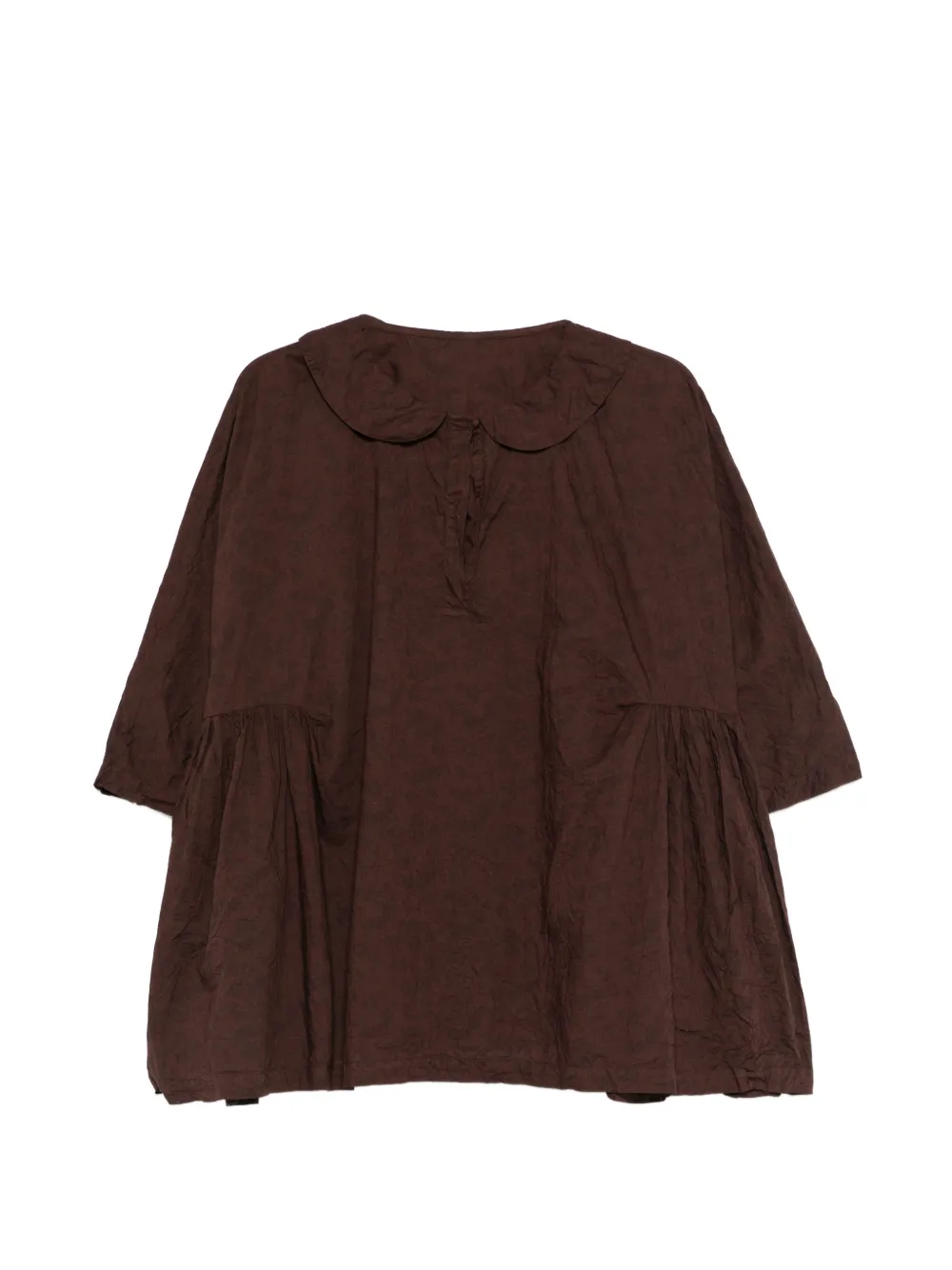 Daniela Gregis round-ollar crinkled blouse - Marrone