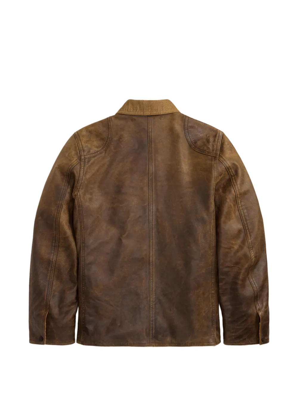 Ralph Lauren RRL Leren jack met ribfluwelen kraag Bruin