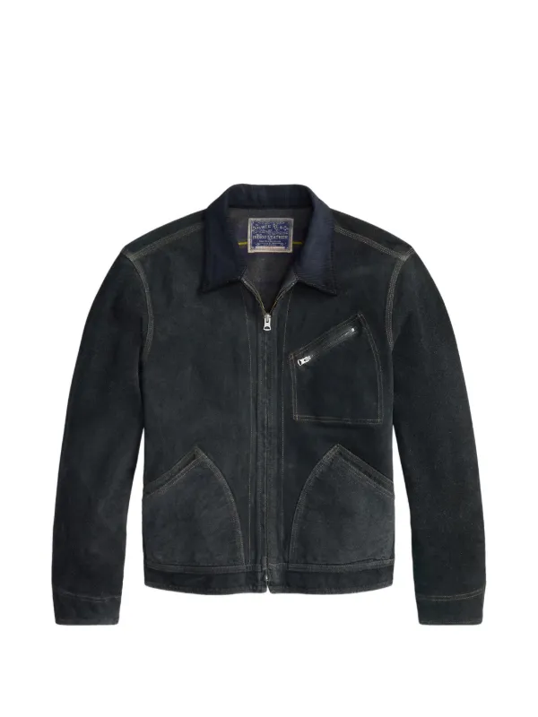 Ralph Lauren RRL Zip Suede Jacket | Blue | FARFETCH