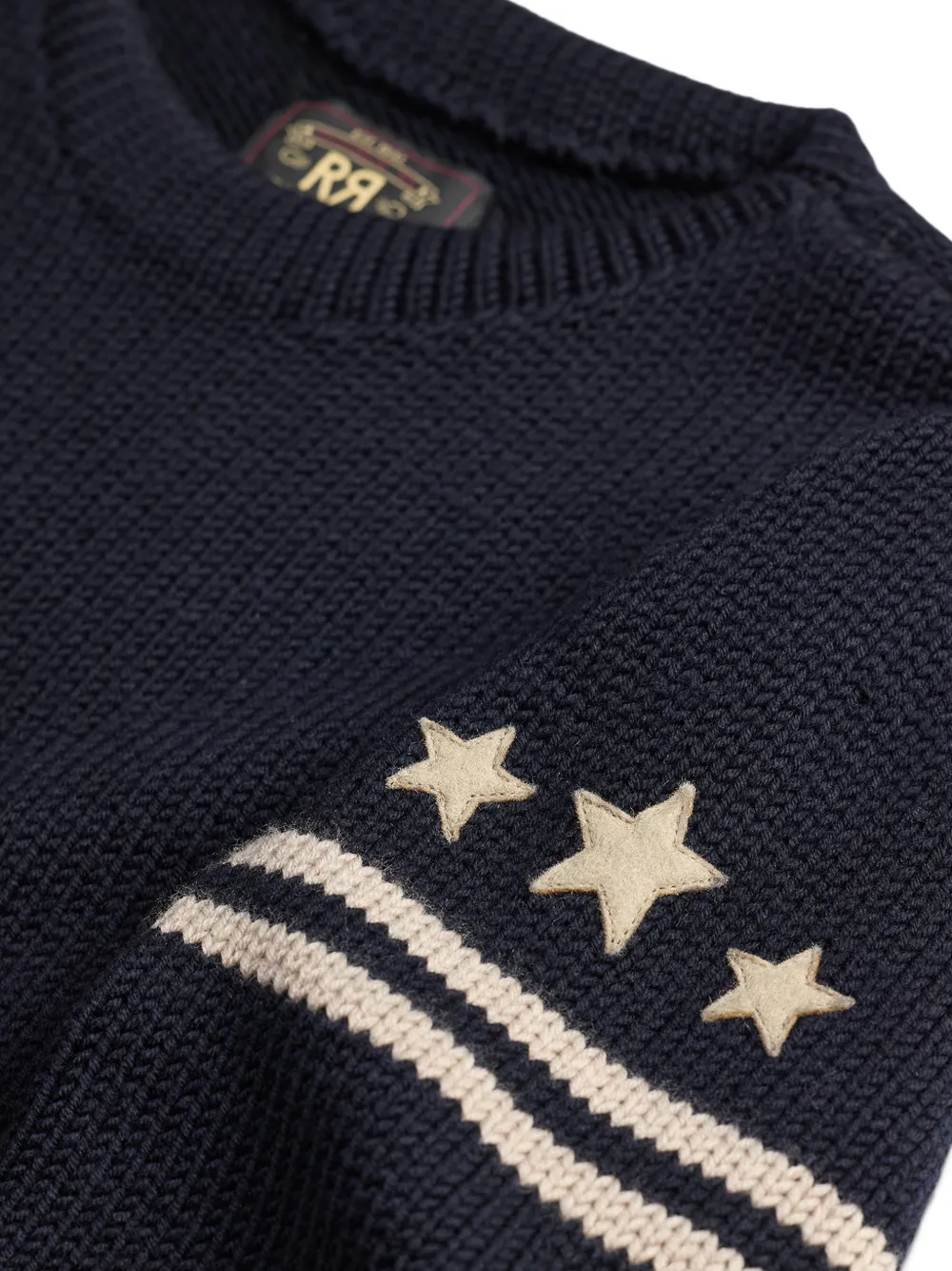 Ralph Lauren RRL Trui met geborduurde ster en doodskoppatch Blauw