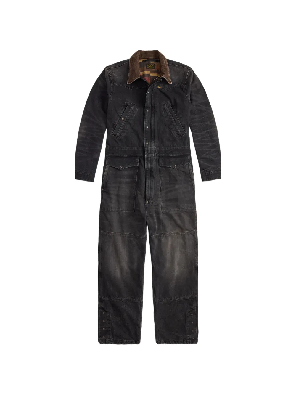 Ralph Lauren RRL salopette en coton à col en velours côtelé - Noir Ralph Lauren RRL salopette en coton à col en velours côtelé - Noir