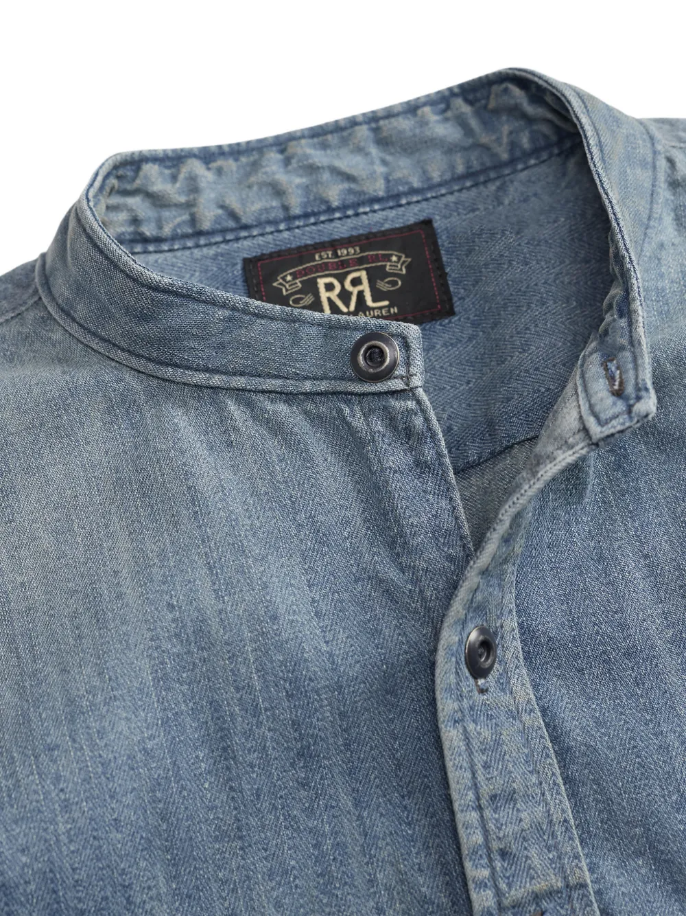 Ralph Lauren RRL Overhemd met opgestikte zak en bandkraag Blauw