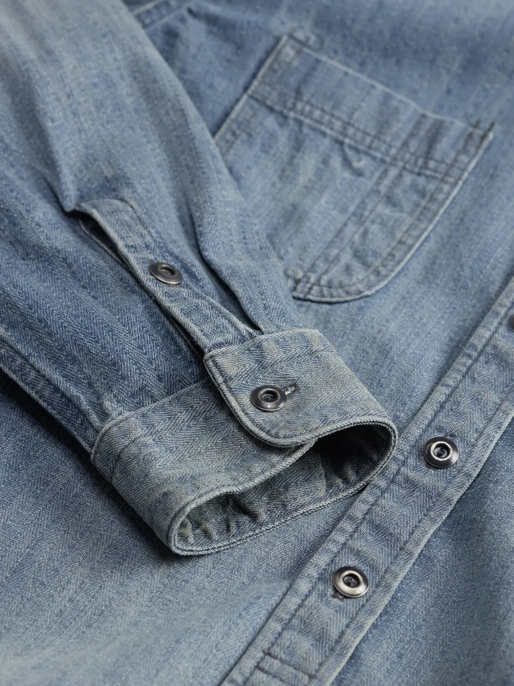 Ralph Lauren RRL Overhemd met opgestikte zak en bandkraag Blauw