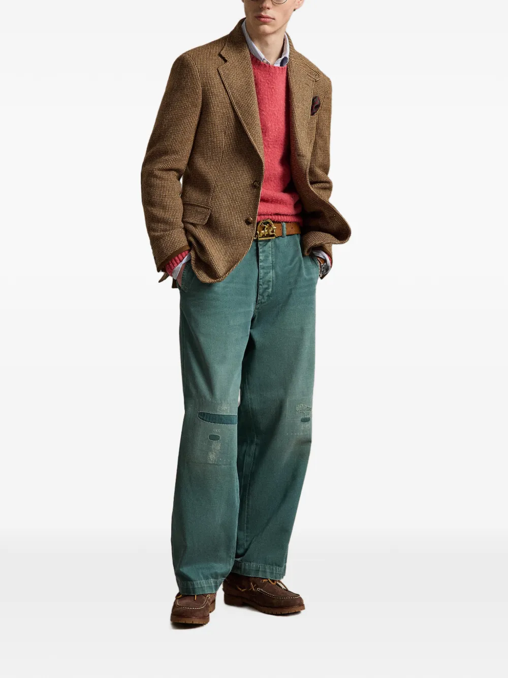 Polo Ralph Lauren Getailleerde blazer met geweven effect Bruin