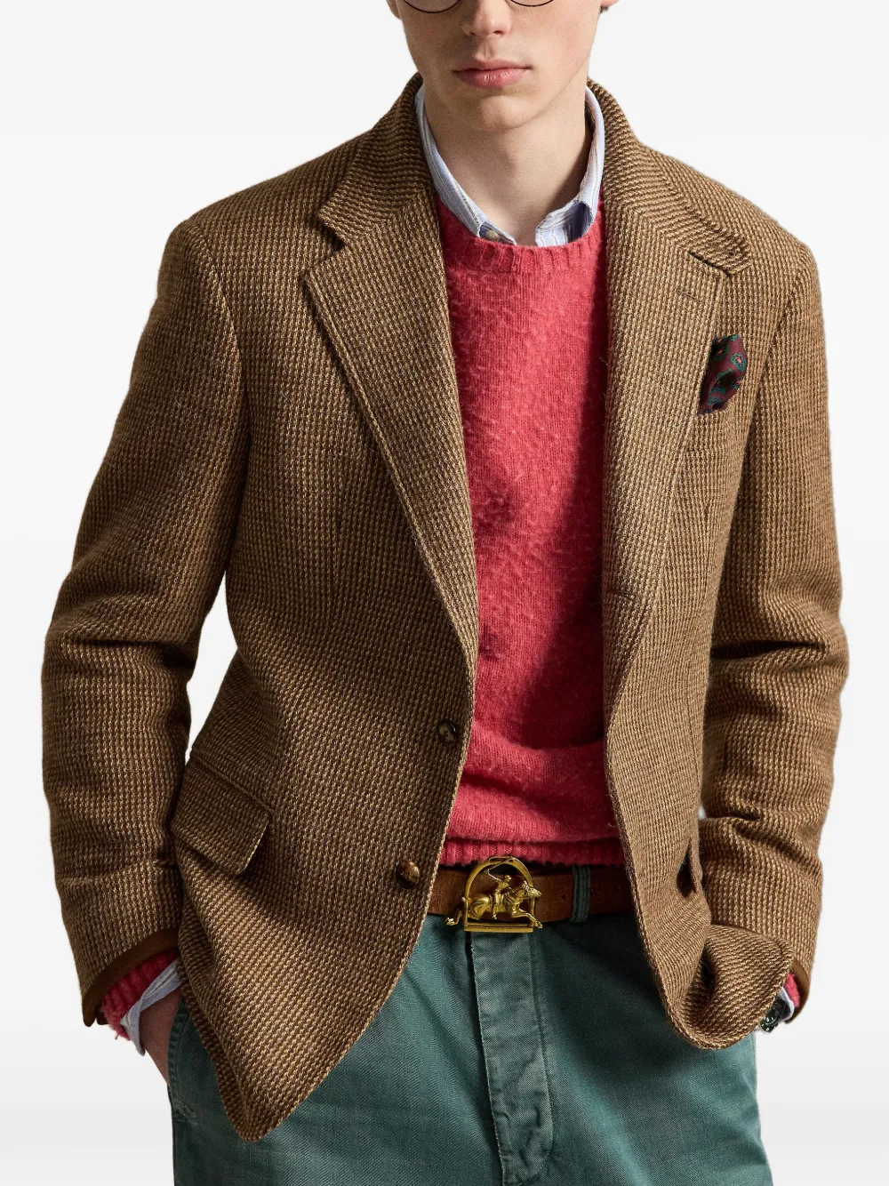 Polo Ralph Lauren Getailleerde blazer met geweven effect Bruin