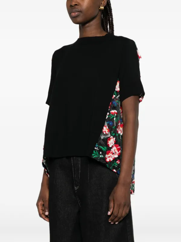 Sacai floral-embroidered T-shirt | Black | FARFETCH ZA