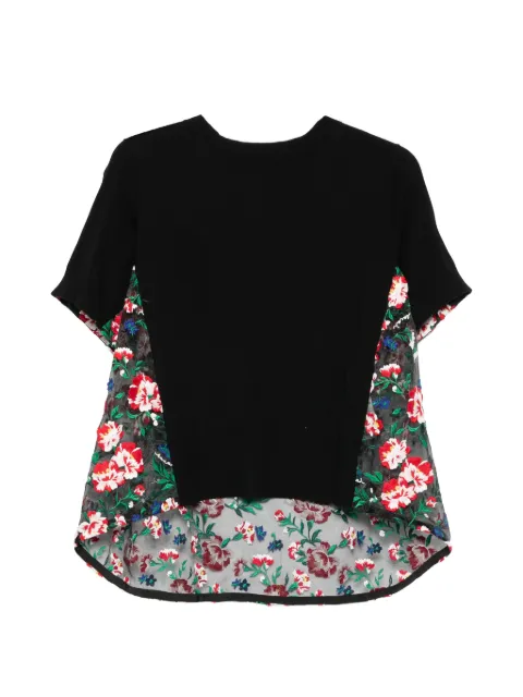 sacai floral-embroidered T-shirt