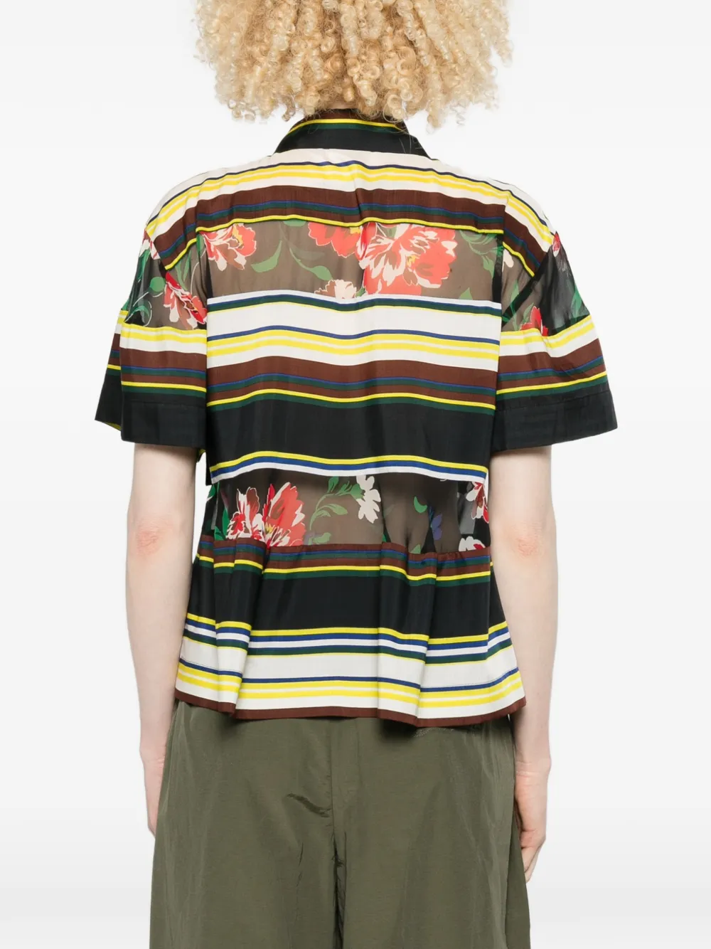 sacai Zijden blouse met bloemenprint Zwart