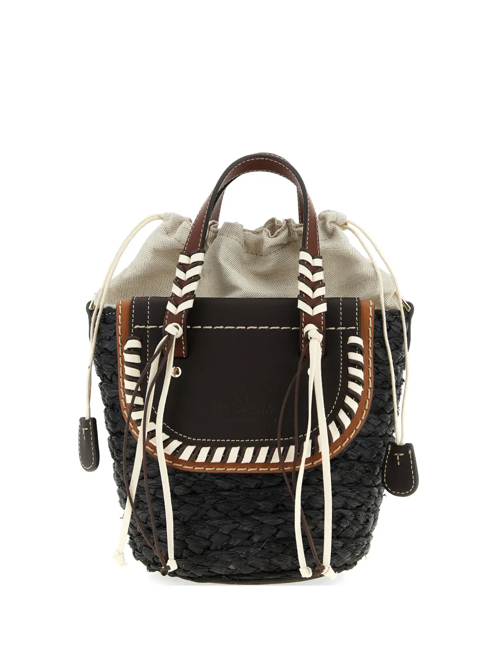 CUBA LAB x SanPa 'Habanera Cuoieria' woven handle bucket bag - Nero