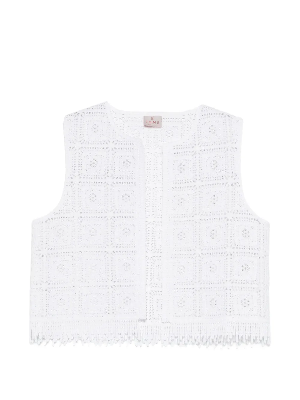 Marella Tenente crochet fringed knitted gilet - White
