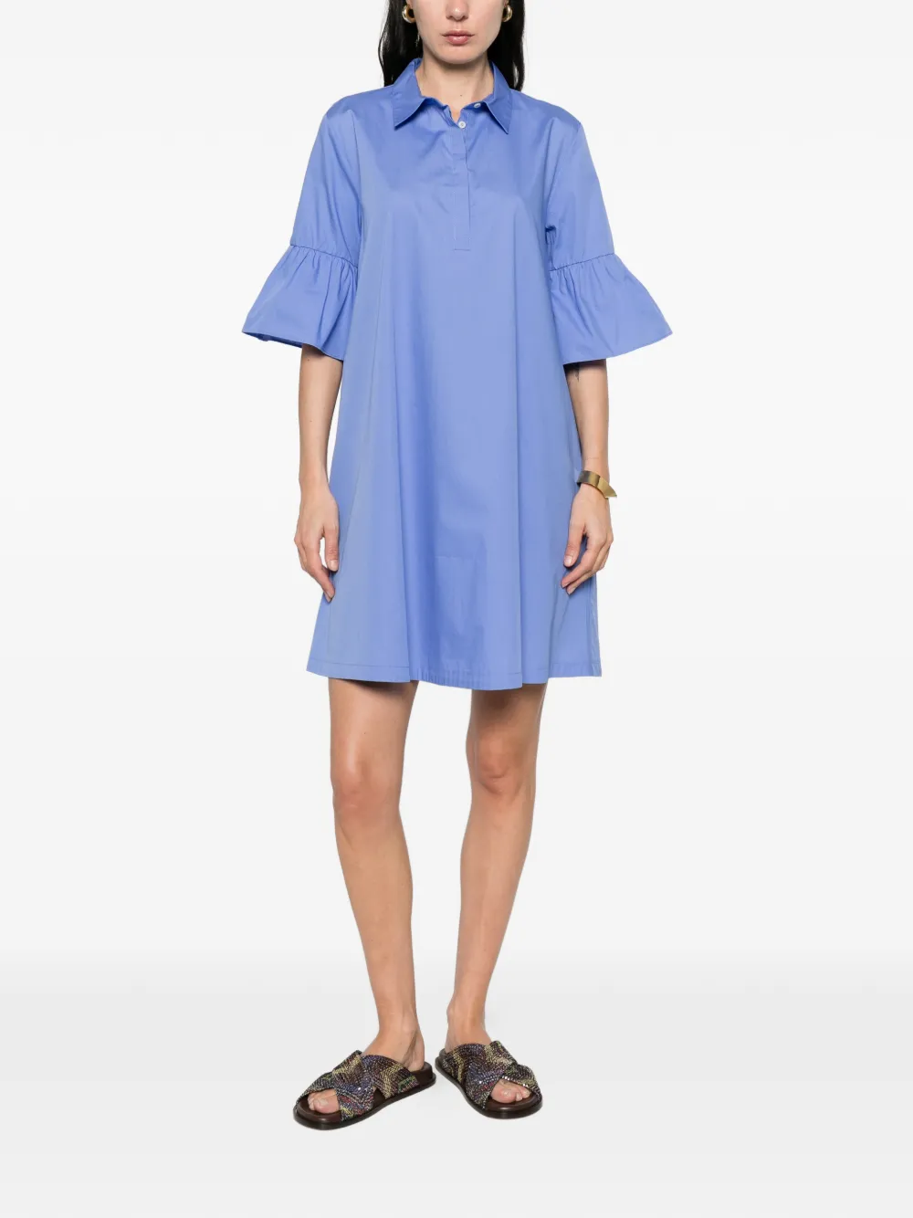  Marella Flared-sleeve Mini Dress - Blue 