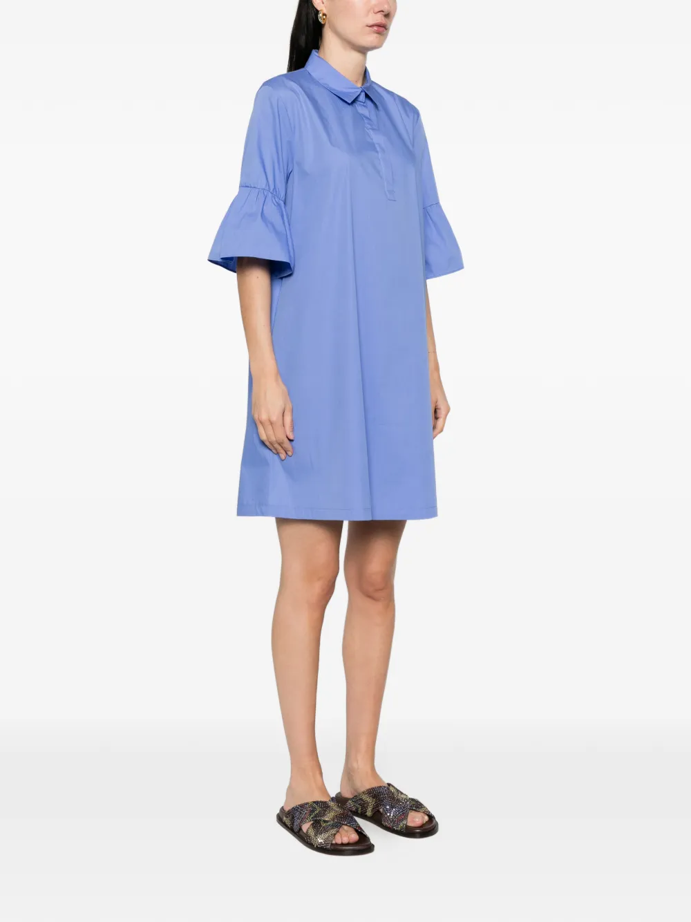  Marella Flared-sleeve Mini Dress - Blue 