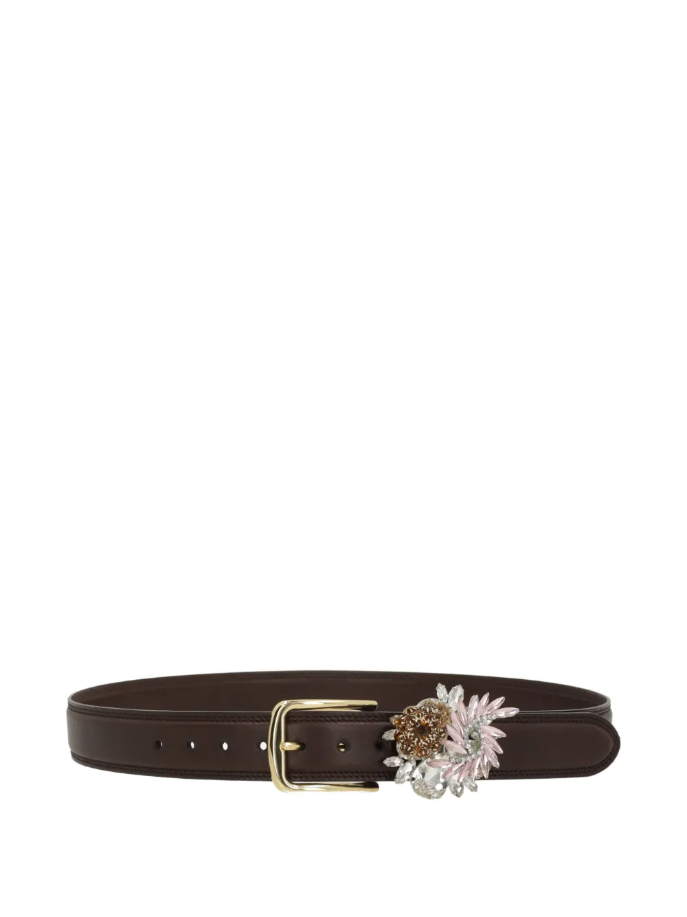 August Barron flower-motif belt - Marrone