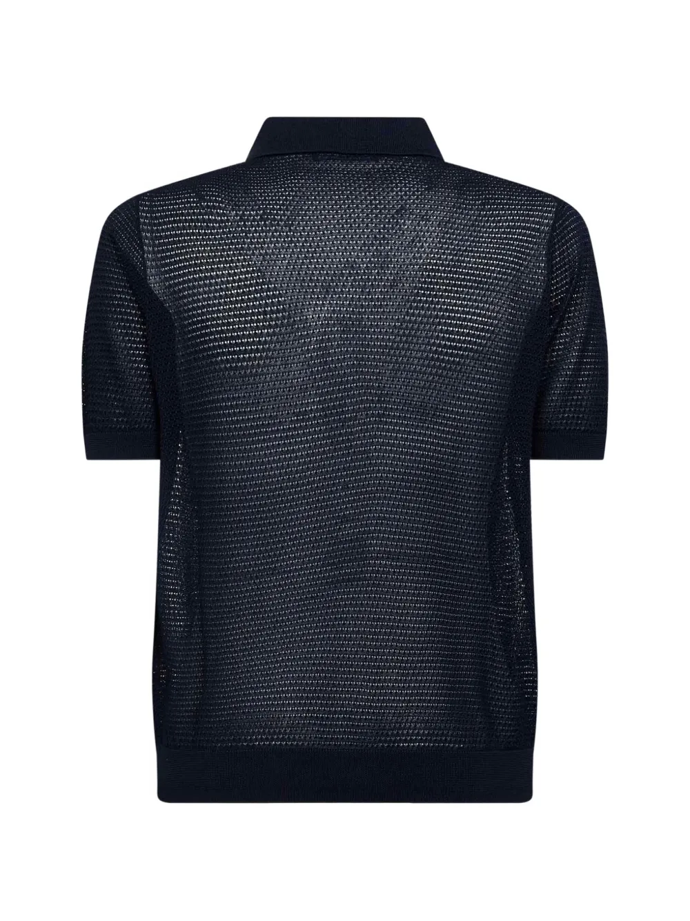 Tagliatore Pointelle geribbeld poloshirt Blauw