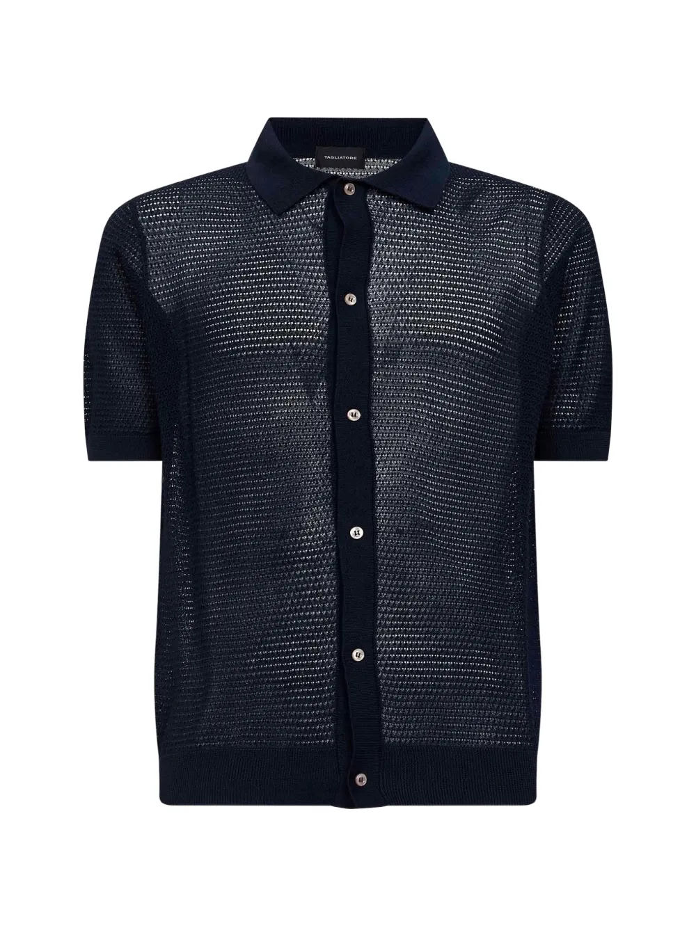 Tagliatore pointelle ribbed polo shirt - Blue