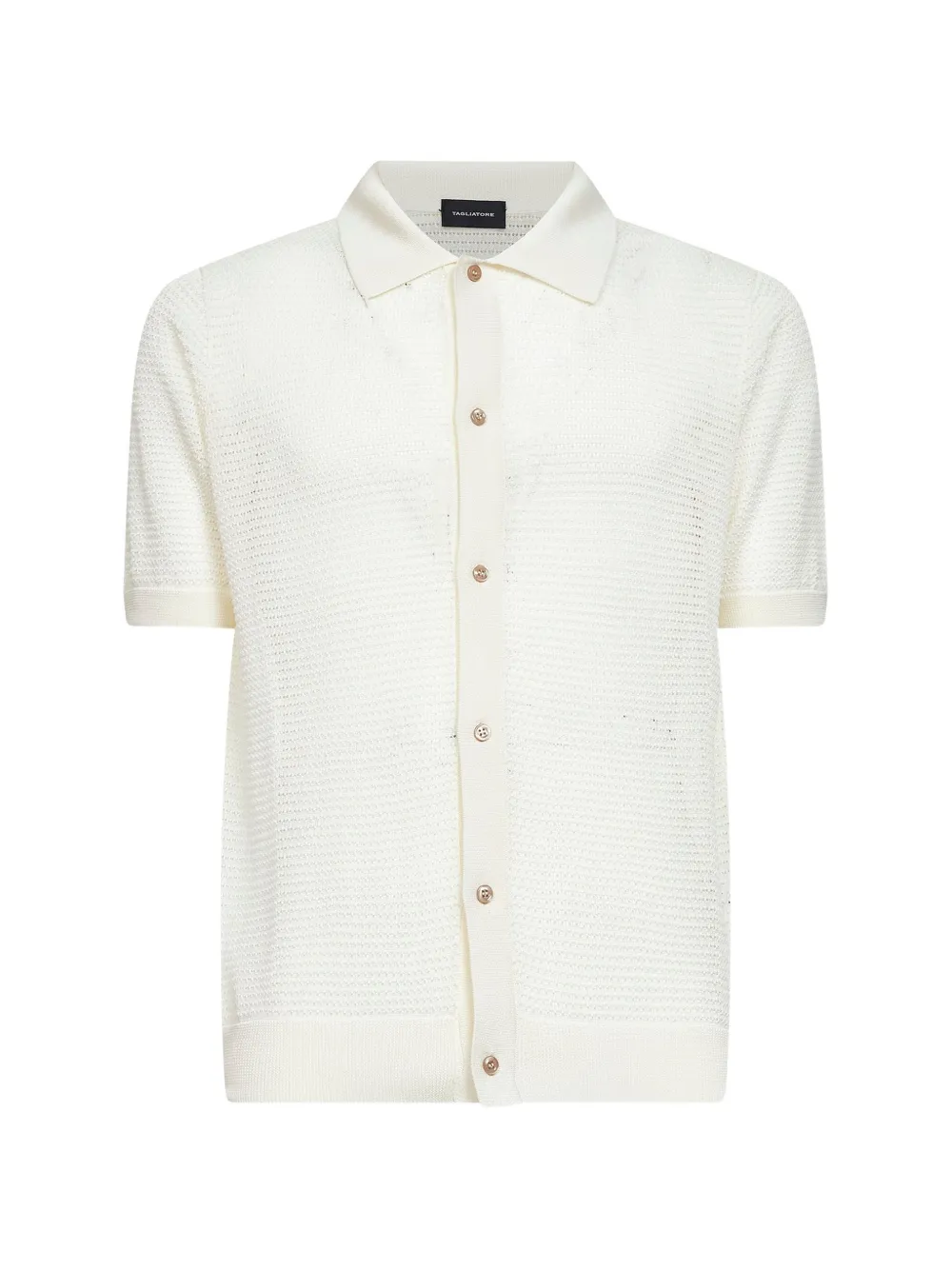 Tagliatore ribbed pointelle knit shirt - Weiß
