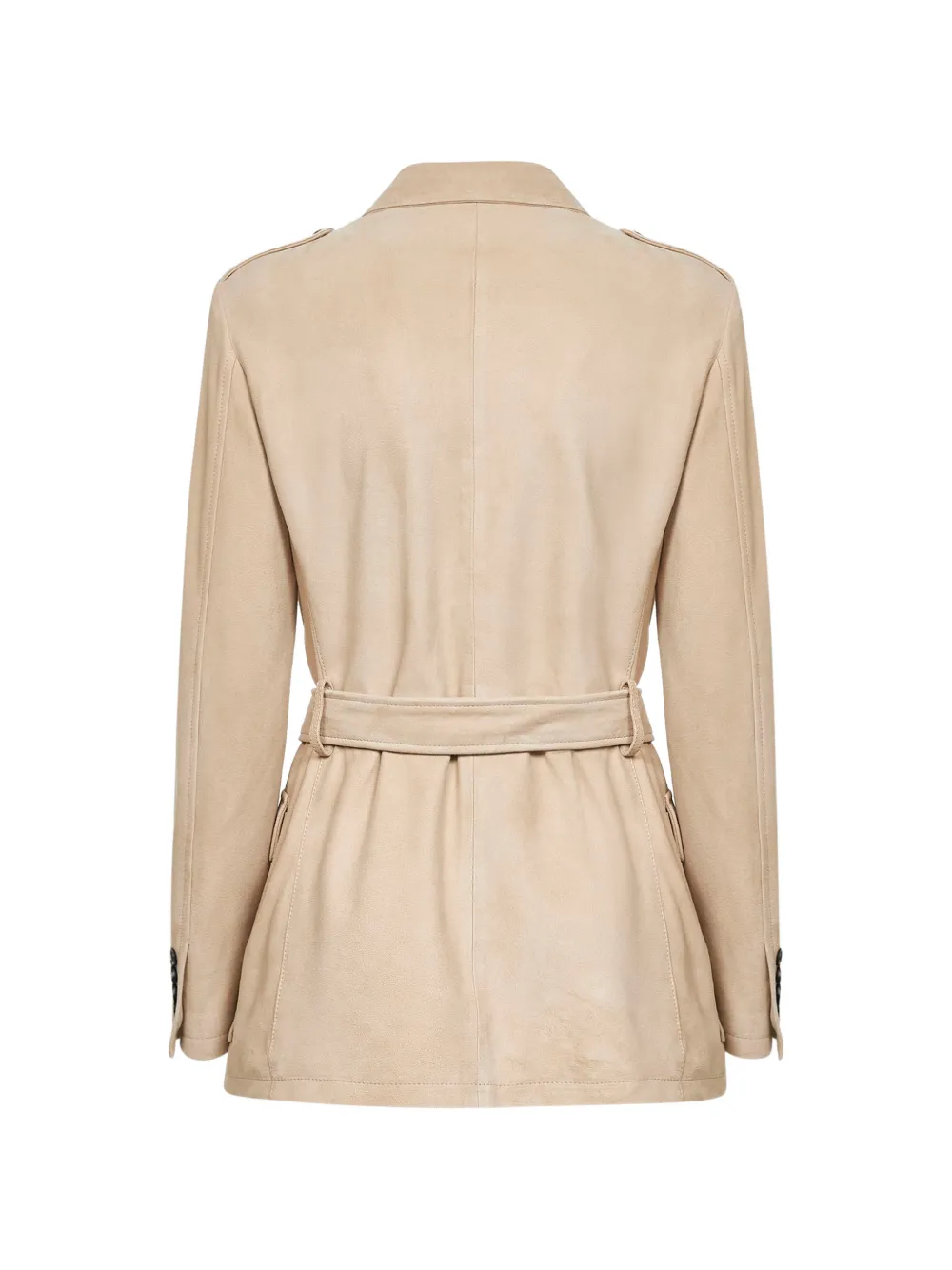 Tagliatore Leren jack met ceintuur en knopen Beige