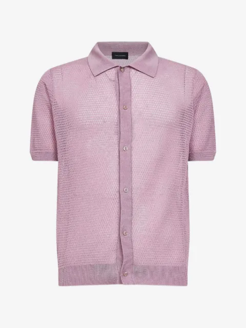 Tagliatore pointelle-knit short-sleeve shirt