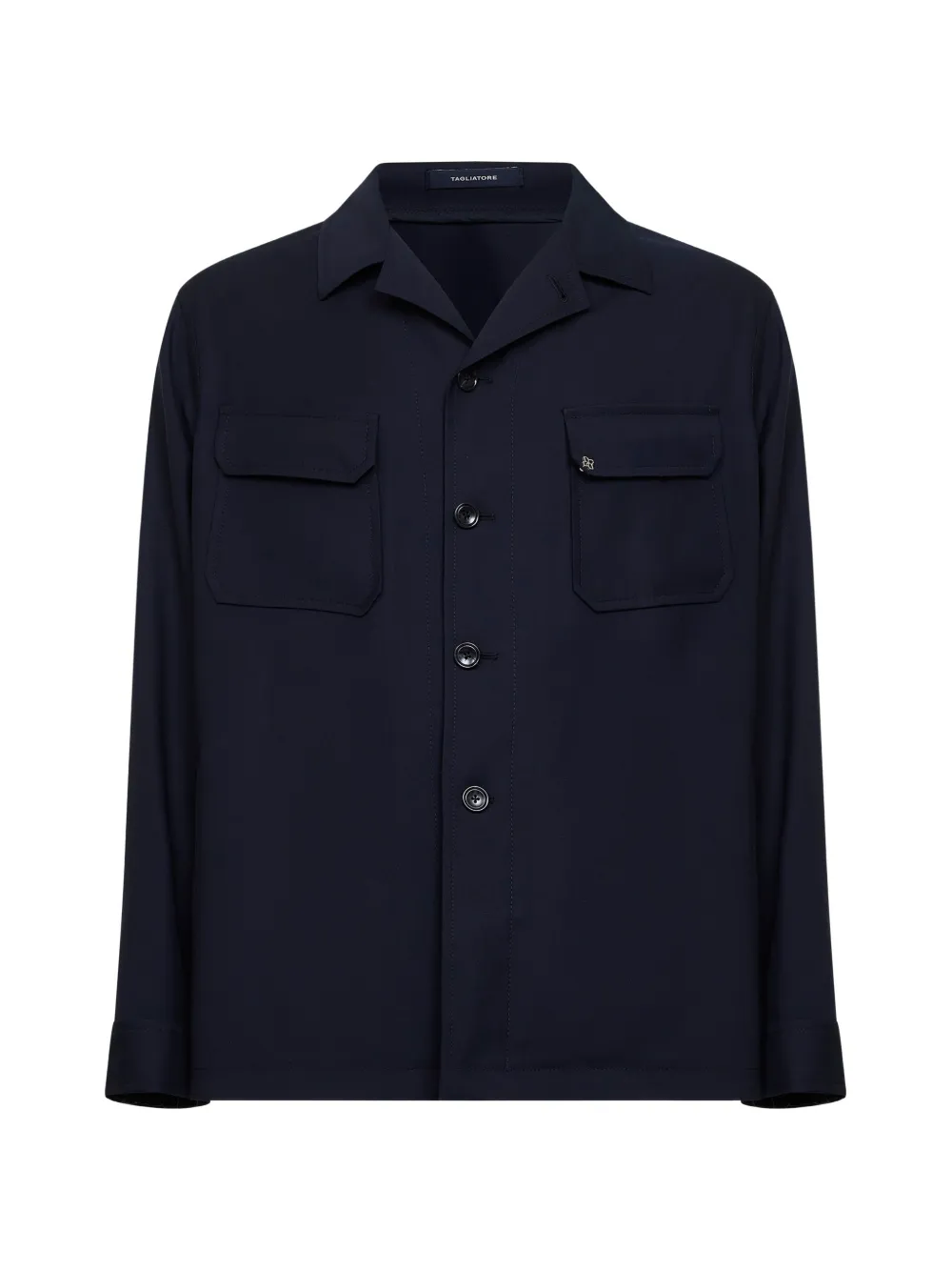 Tagliatore button logo wool shirt - Blau