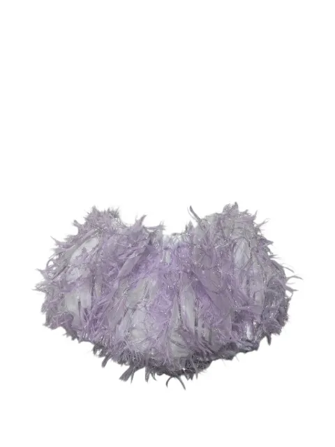 alapage feather-embellished metallic-thread shorts