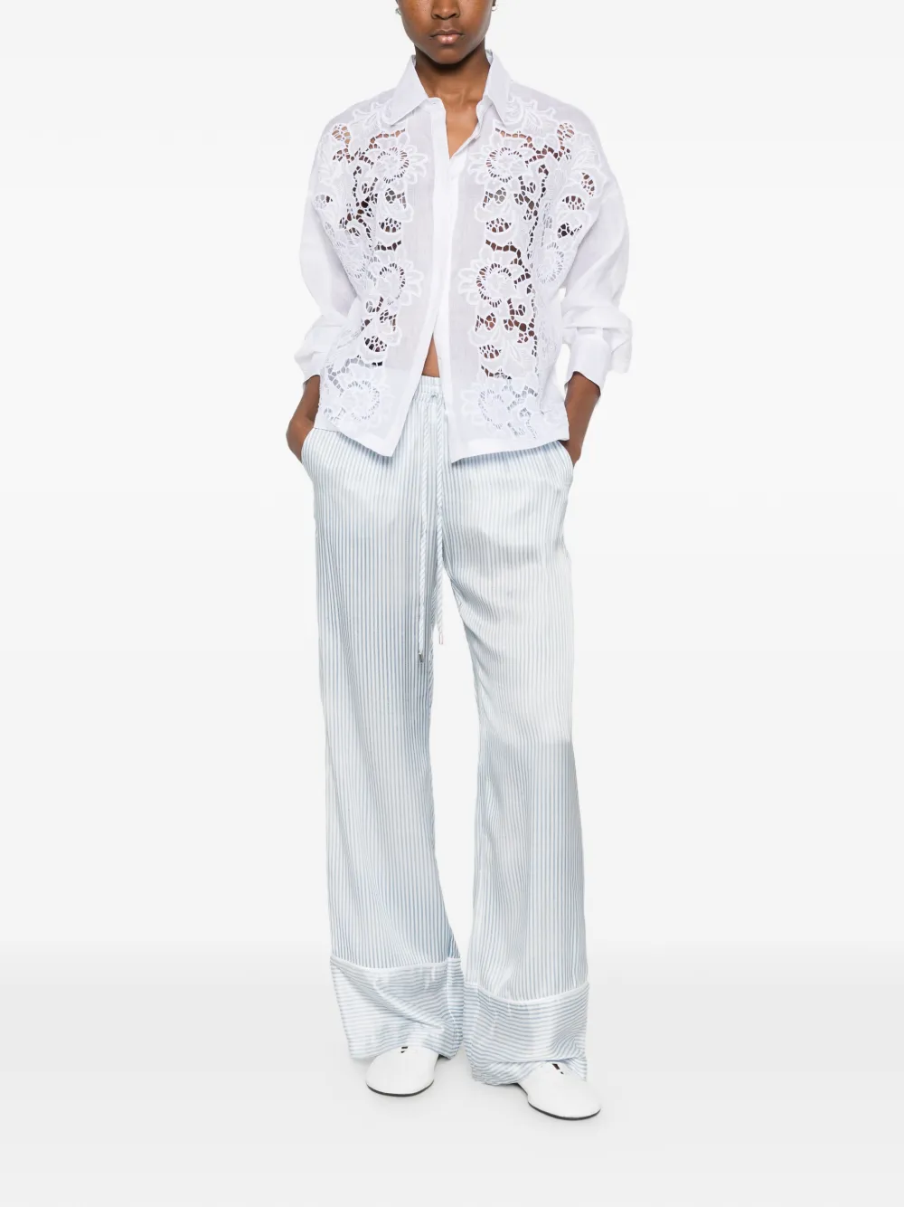 Max Mara Cali blouse met kant Wit