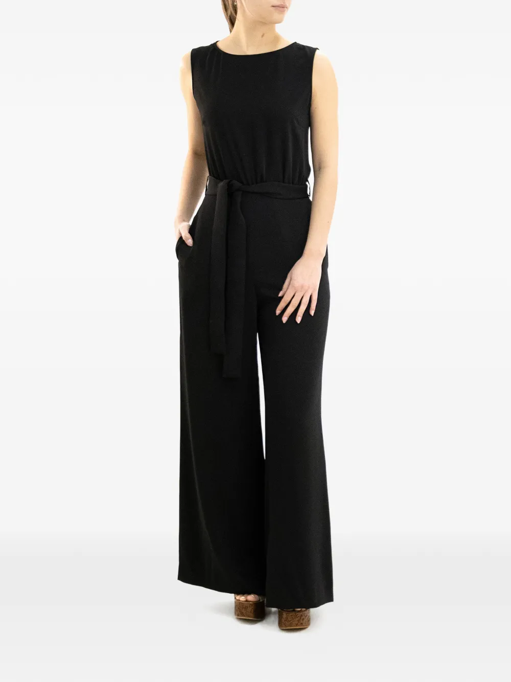 P.A.R.O.S.H. Jumpsuit met gestrikte taille Zwart