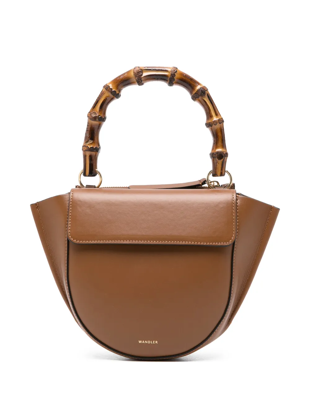 Wandler Borsa tote Hortensia mini con manico in bambù - Marrone