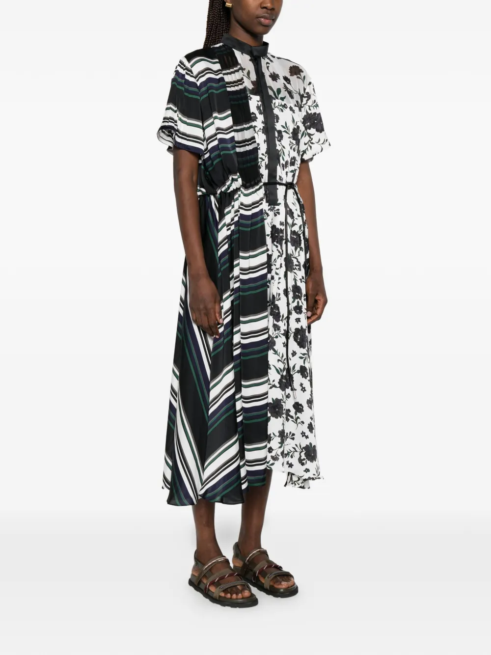 sacai Midi-jurk met bloemenprint Wit
