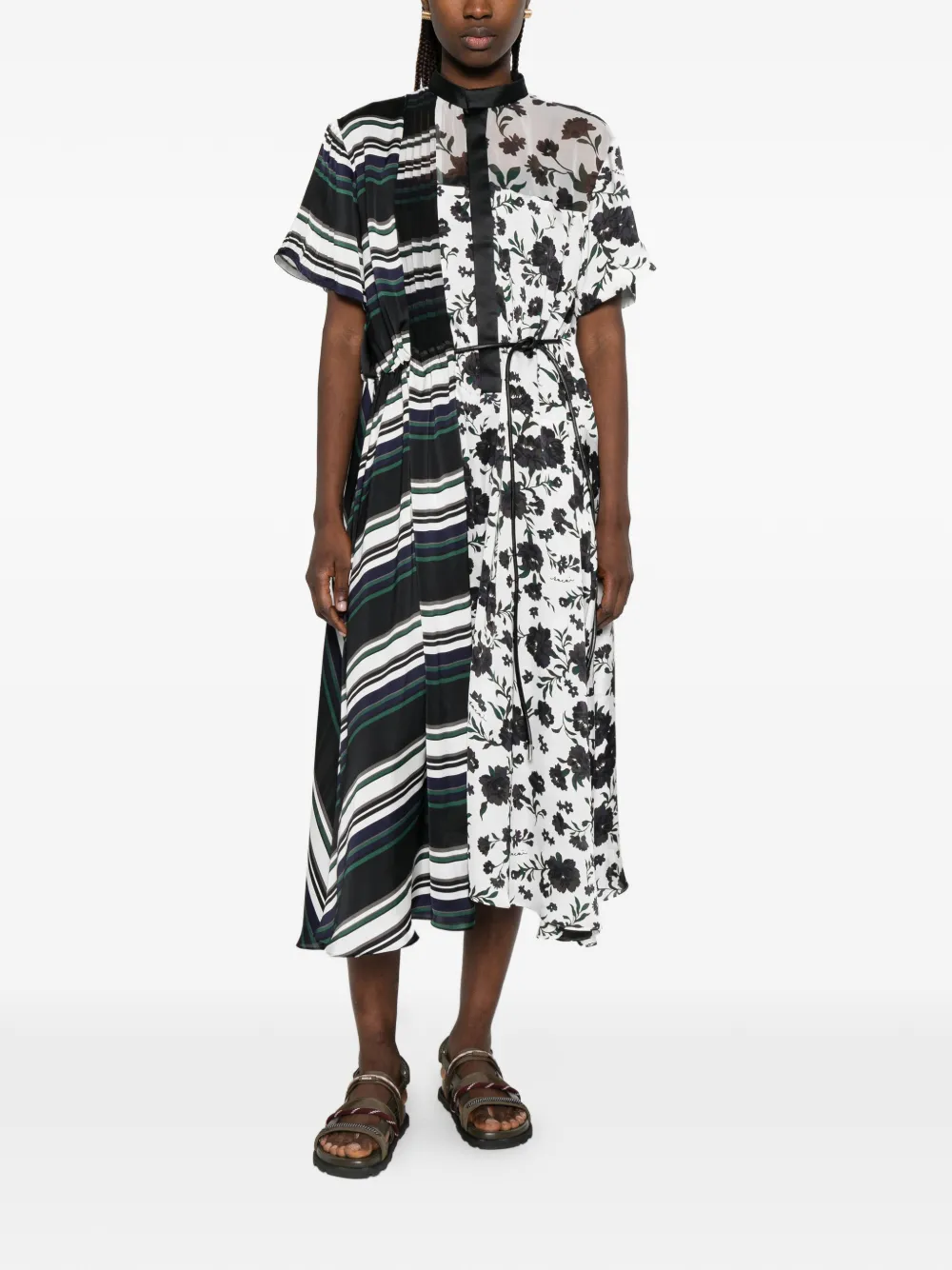 sacai Midi-jurk met bloemenprint Wit