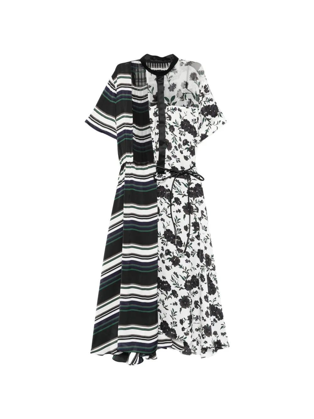 sacai floral-print midi dress - Weiß