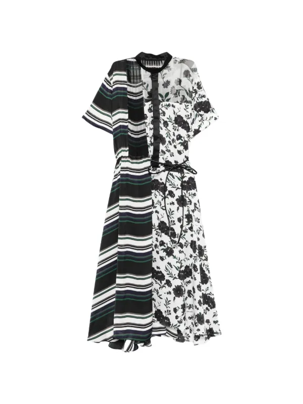 Sacai Floral-print Midi Dress in White