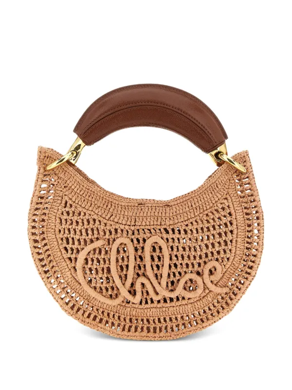 Chloé Summer Banana Logo-embroidered Woven Tote Bag in Neutrals