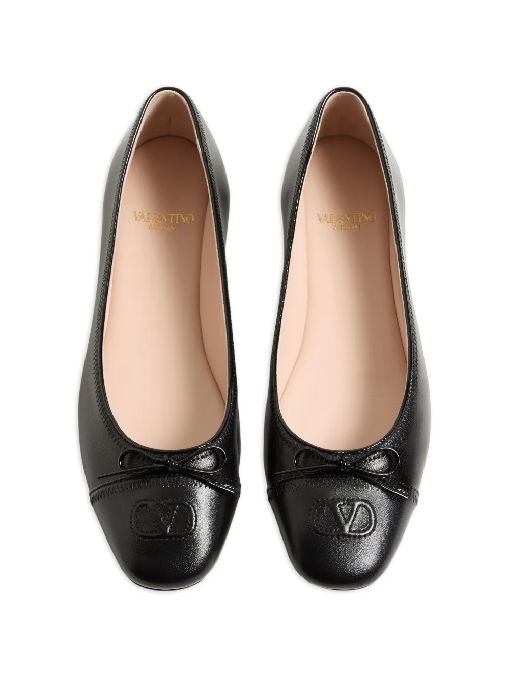 Valentino Garavani VLogo Signature nappa ballerina's Zwart