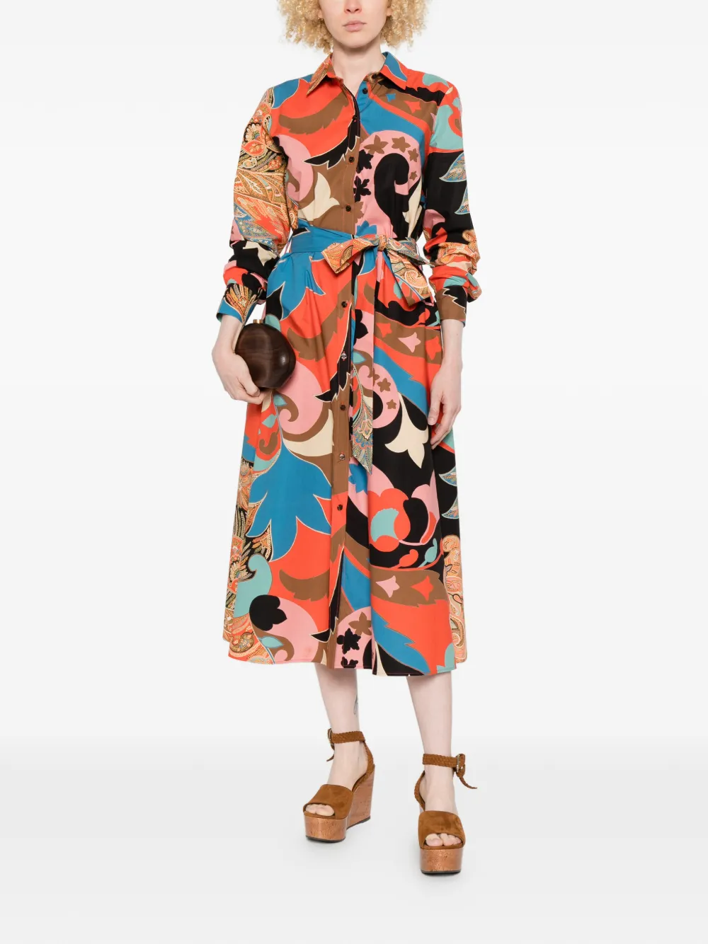ETRO Blousejurk met paisley-print en ceintuur Oranje