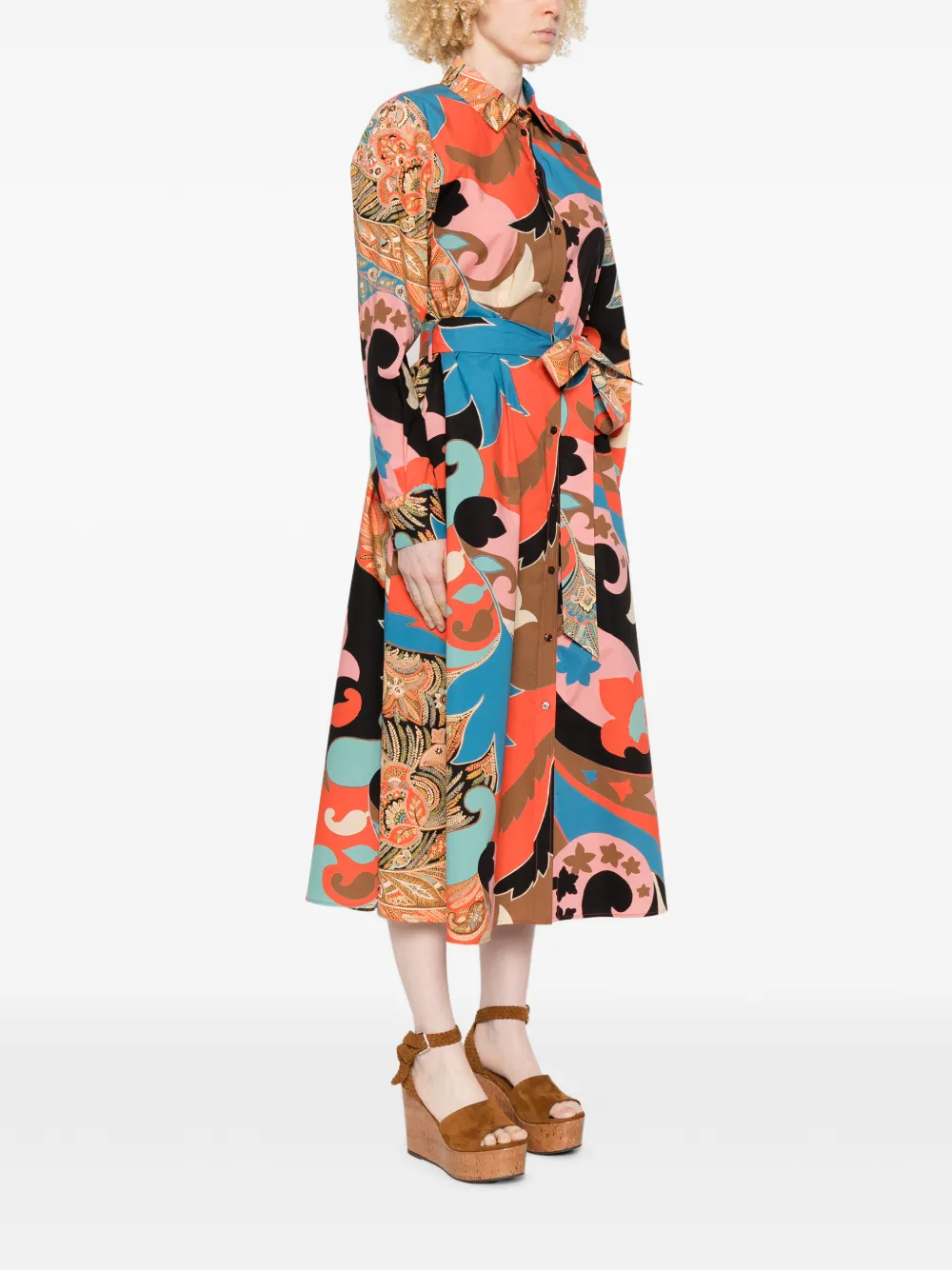 ETRO Blousejurk met paisley-print en ceintuur Oranje